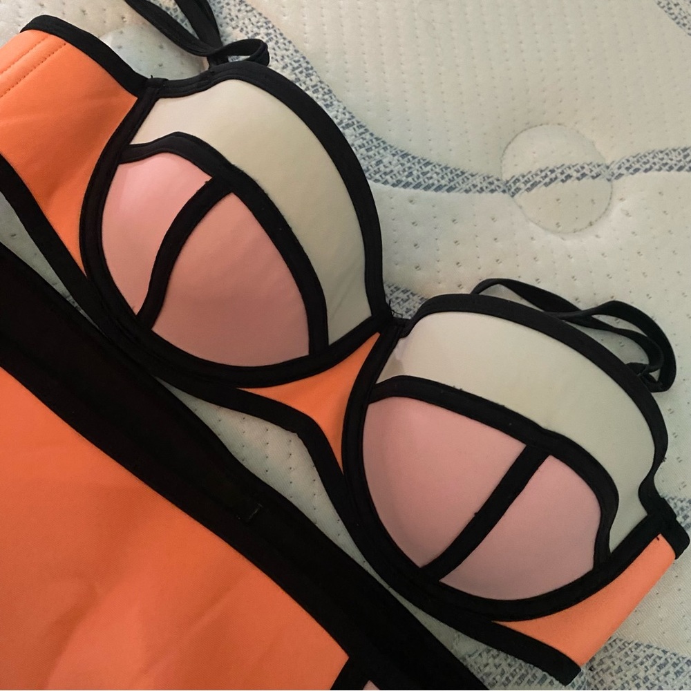 Triangl Swimwear Orange and Black Bikini Set - Picture 3 of 5